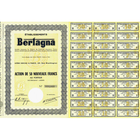 Algérie - Etablissements Bertagna - 50 NF - 1962 - Spécimen - SUP+