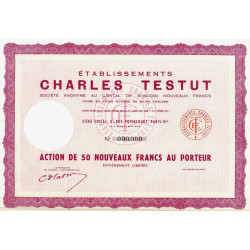 Etablissements Charles Testut - 50 NF - 1962 - Spécimen - SUP+