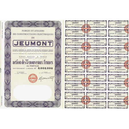59 - Jeumont - Forges Ateliers de Const. Elec. - 75 NF - 1960 - Spécimen - SUP+