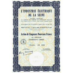 93 - Romainville - L'Indus. Elec. Seine - 50 NF - 1962 - Spécimen - SUP+