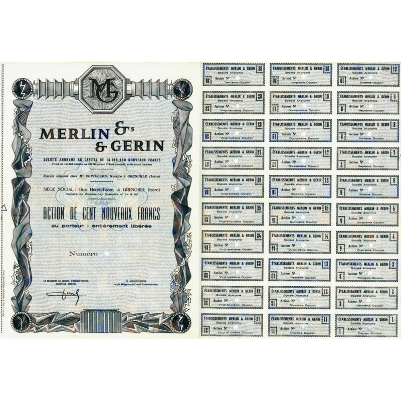 38 - Grenoble - Merlin & Gérin - 100 NF - 1962 - Spécimen - SUP+