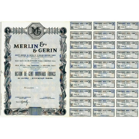 38 - Grenoble - Merlin & Gérin - 100 NF - 1962 - Spécimen - SUP+