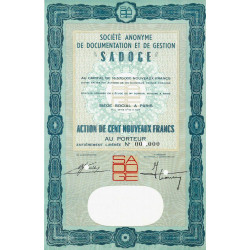 S.A. de Documentation et de Gestion - 100 NF - 1962 - Spécimen - SUP+