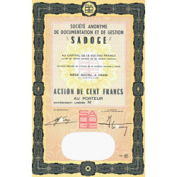 S.A. de Documentation et de Gestion - 100 francs - 1966 - Spécimen - SUP+