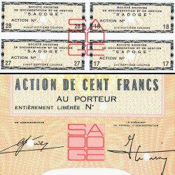 S.A. de Documentation et de Gestion - 100 francs - 1966 - Spécimen - SUP+