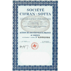 74 - Sciez - Soc. Cifran-Sotta - 100 NF - 1960 - Spécimen - SUP+