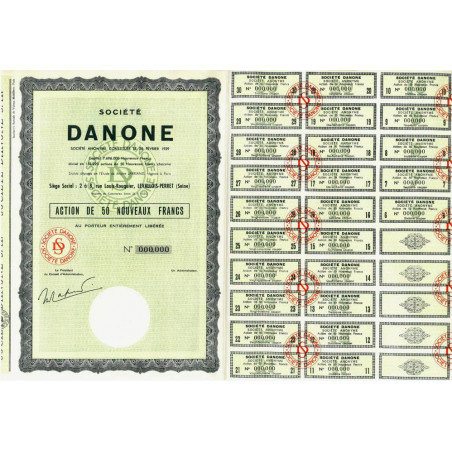 92 - Levallois-Perret - Société Danone - 50 NF - 1962 - Spécimen - SUP+