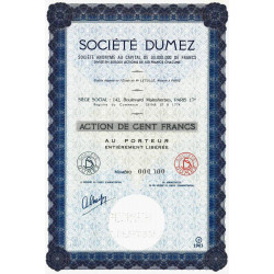 Société Dumez - 100 francs - 1963 - Spécimen - SUP+