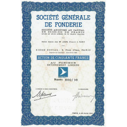 Soc. Générale de Fonderie - 50 francs - 1963 - Spécimen - SUP+