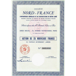 59 - Société Nord-France de Constructions - 25 NF - 1962 - Spécimen - SUP+
