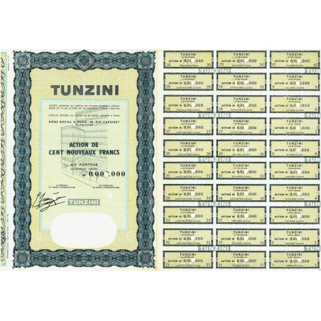 Tunzini - 100 NF - 1962 - Spécimen - SUP+