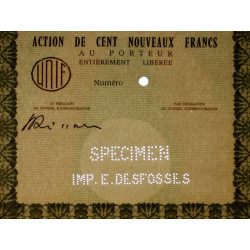 Union Immobilière et Financière - 100 NF - 1962 - Spécimen - SUP+