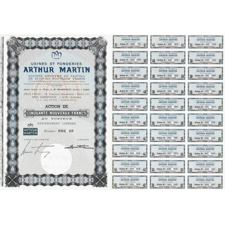 08 - Revin - Usines Fonderies Arthur Martin - 50 NF - 1962 - Spécimen - SUP+