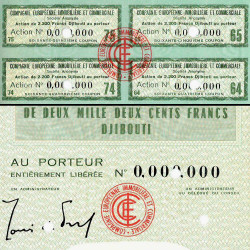 Djibouti - Comp. Europ. Immo. et Comm. - 2200 francs - 1962 - Spécimen - SUP+