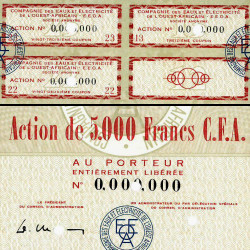 Sénégal - Comp. Eaux Elec. Ouest Afr. - 5000 francs CFA - 1962 - Spécimen - SUP+