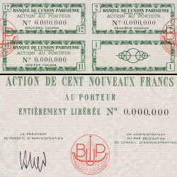 75 - Paris - Banque de l'Union Parisienne - 100 NF - 1962 - Spécimen - SUP+