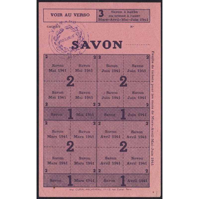 Nettoyage - Savon - 1941 - Vermand (02) - Etat : SUP+