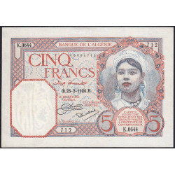 Algérie - Pick 77a_1 - 5 francs - Série K.644 - 25/02/1926 - Etat : SUP+