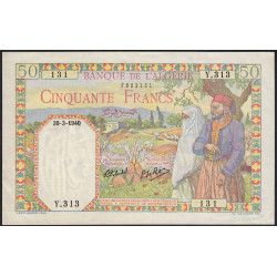 Algérie - Pick 84 - 50 francs - 30/03/1940 - Etat : SUP+