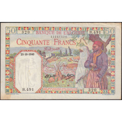 Algérie - Pick 84 - 50 francs - 25/10/1940 - Etat : SUP-
