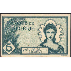 Algérie - Pick 91 - 5 francs - Série Q.175 - 16/11/1942 - Etat : TTB