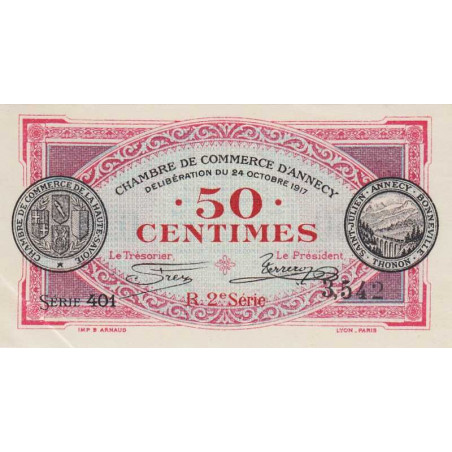 Annecy - Pirot 10-9 - 50 centimes - Série 401 - 24/10/1917 - Etat : SPL