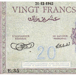 Algérie - Pick 92a_1 - 20 francs - Série E.35 - 21/12/1942 - Etat : TTB+