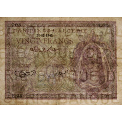 Algérie - Pick 92a_1 - 20 francs - Série E.35 - 21/12/1942 - Etat : TTB+