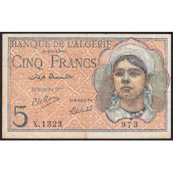 Algérie - Pick 94b - 5 francs - Série X.1323 - 02/10/1944 - Etat : TTB-