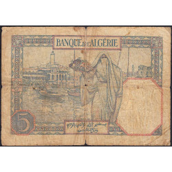 Algérie - Pick 77a_1 - 5 francs - Série B.4081 - 19/04/1933 - Etat : B