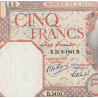Algérie - Pick 77b - 5 francs - Série B.5410 - 22/08/1941 - Etat : SUP+
