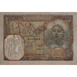 Algérie - Pick 77b - 5 francs - Série B.5410 - 22/08/1941 - Etat : SUP+