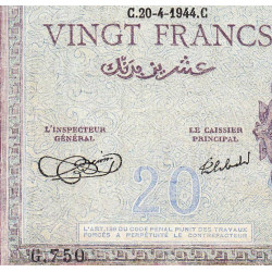 Algérie - Pick 92a_2 - 20 francs - Série G.750 - 20/04/1944 - Etat : pr.NEUF