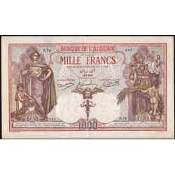 Algérie - Pick 83_1 - 1'000 francs - Série F.70 - 18/09/1926 - Etat : TTB+