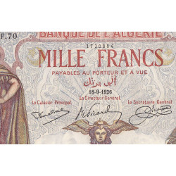Algérie - Pick 83_1 - 1'000 francs - Série F.70 - 18/09/1926 - Etat : TTB+