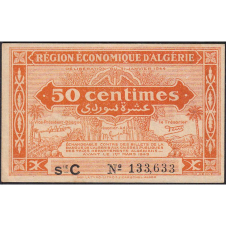 Algérie - Pick 97a - 50 centimes - Série C - 31/01/1944 - Etat : SPL