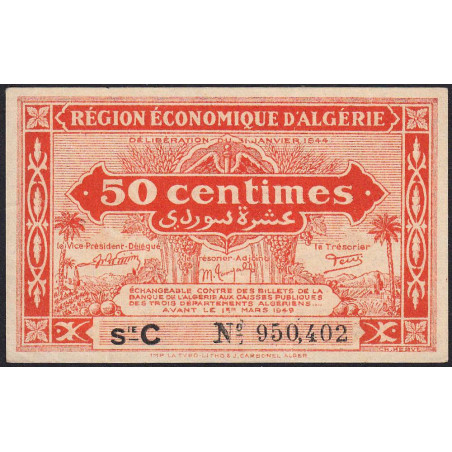 Algérie - Pick 97a - 50 centimes - Série C - 31/01/1944 - Etat : SUP