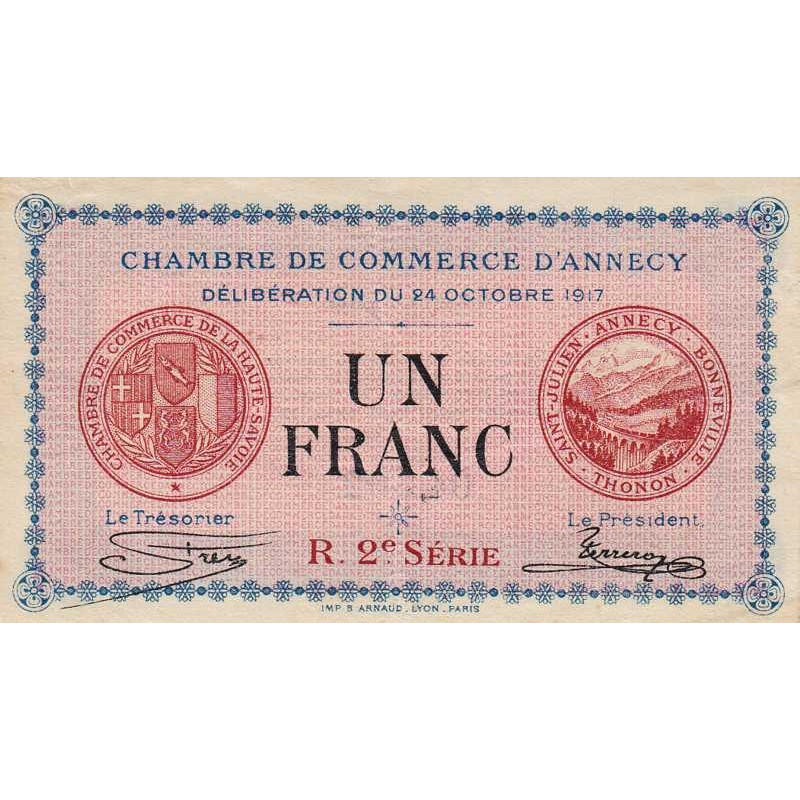 Annecy - Pirot 10-12 - 1 franc - R. 2e Série 235 - 24/10/1917 - Etat : TTB+