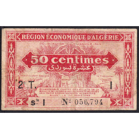 Algérie - Pick 100 - 50 centimes - Série I - 31/01/1944 - Etat : TB