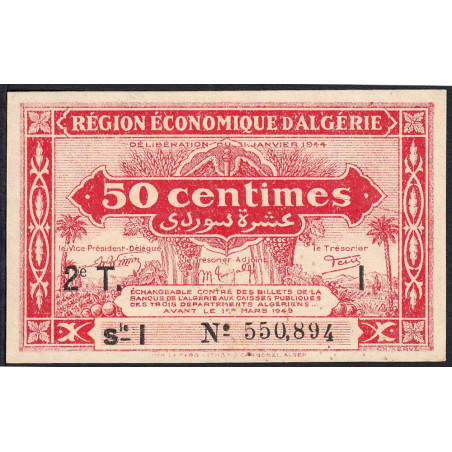 Algérie - Pick 100 - 50 centimes - Série I - 31/01/1944 - Etat : pr.NEUF