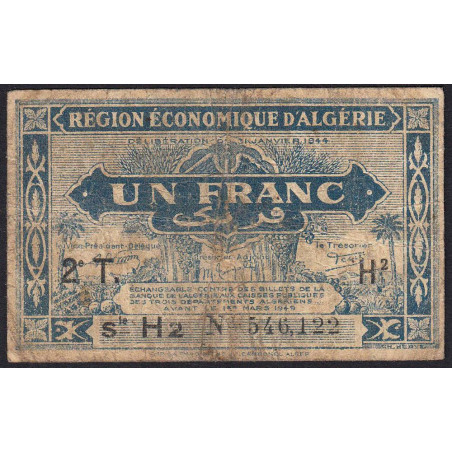 Algérie - Pick 101 - 1 franc - Série H2 - 31/01/1944 - Etat : B