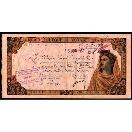 Maroc - Marrakech - 10'000 francs - 16/06/1958 - Etat : TTB+