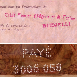 Algérie - Djidjelli - Chèque de voyage - 50'000 francs - 1958 - Etat : SUP