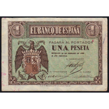 Espagne - Pick 107 - 1 peseta - 28/02/1938 - Série C - Etat : TB+