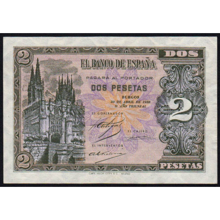 Espagne - Pick 109 - 2 pesetas - 30/04/1938 - Série E - Etat : SPL