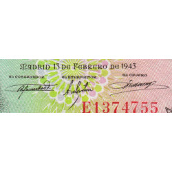 Espagne - Pick 127 - 5 pesetas - 13/02/1943 - Série E - Etat : SUP+