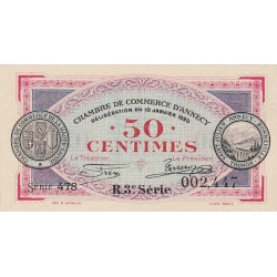 Annecy - Pirot 10-15 - 50 centimes - R. 3e Série 478 - 10/01/1920 - Etat : SPL