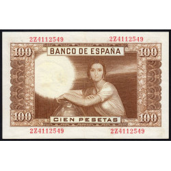 Espagne - Pick 145 - 100 pesetas - 07/04/1953 - Série 2Z ou 3H - Etat : TTB+