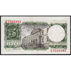 Espagne - Pick 146 - 5 pesetas - 22/07/1954 - Série G - Etat : SPL