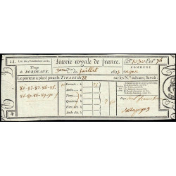 1823 - Bordeaux - Loterie Royale de France - 2 francs 50 centimes - Etat : SUP